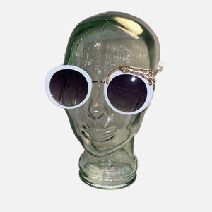 Gold Leopard Chunky White Oversized Bubble Round Sunglasses